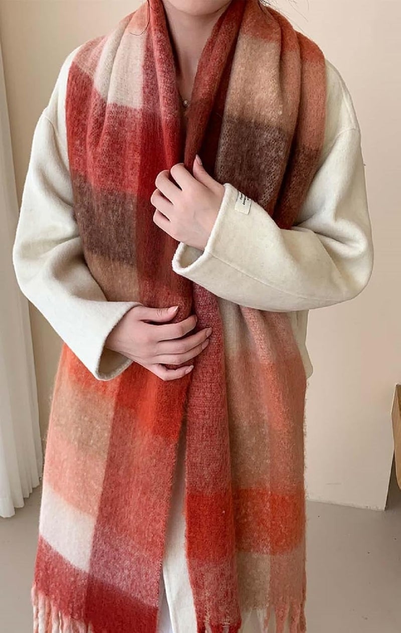 Wander Agio Winter Women Warm Scarf Long Shawl Large Scarves Cold Weather Thick Blanket Scarfs Colorful Plaid - Image 1
